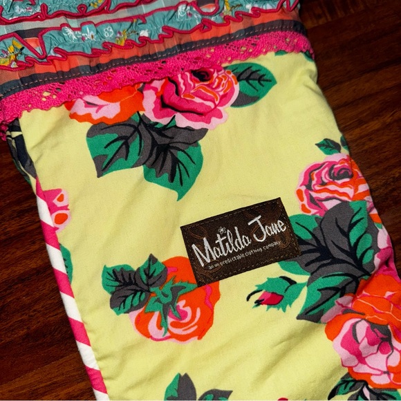 NWT Matilda Jane Christmas stocking Yellow Pink Orange Ruffle Floral New - Picture 3 of 5